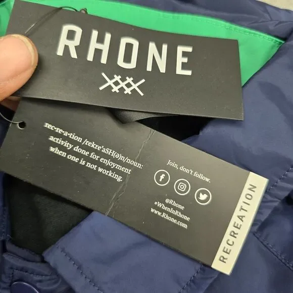 NWT Rhone Men's 100% Polyester Lined Snap Button Windbreaker Jacket Size M